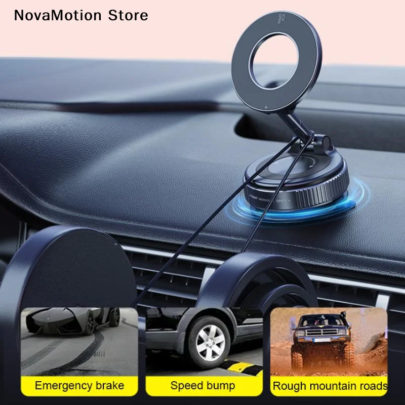 [NM]Folding Strong Magnet Magnetic Phone Holder 360° Rotation Desk Car Vacuum Suction Windshield Dashboard Mobile Holder[NM]