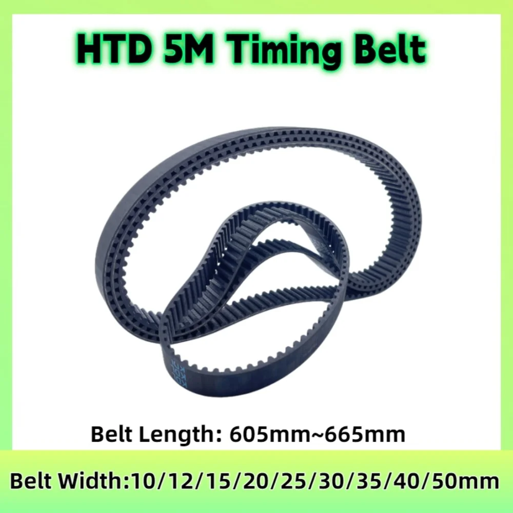 HTD 5M Rubber Timing Belt Length 605 610 615 620 625 630 635 640 645 650 655 660 665mm Belt Width 10-50mmHTD 5M Closed Loop Belt