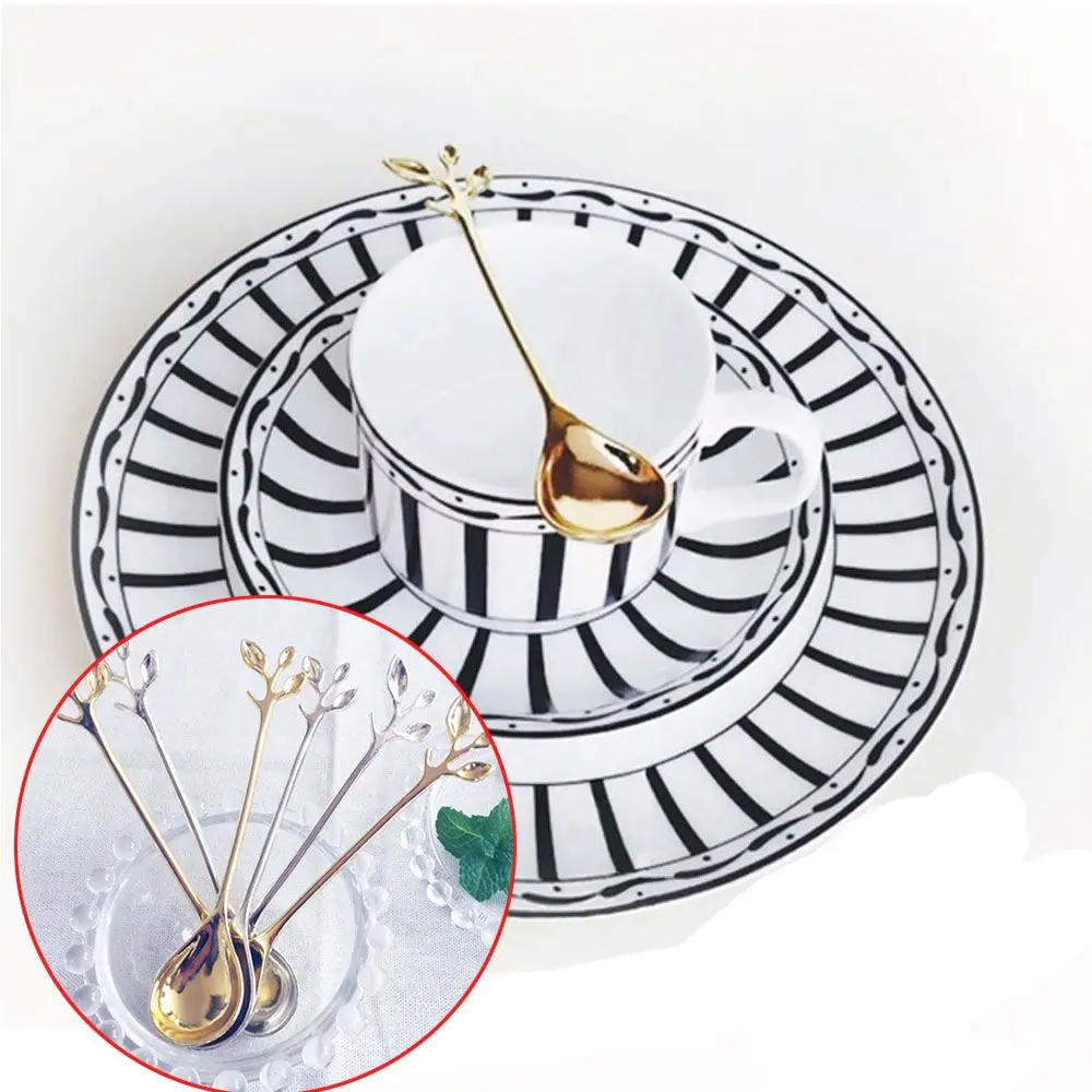 for Snacks Kitchen Dining Bar Branch Shape Ice Cream Scoop Tableware Flatware Small Coffee Spoon Mini Dessert Spoon Cutlery