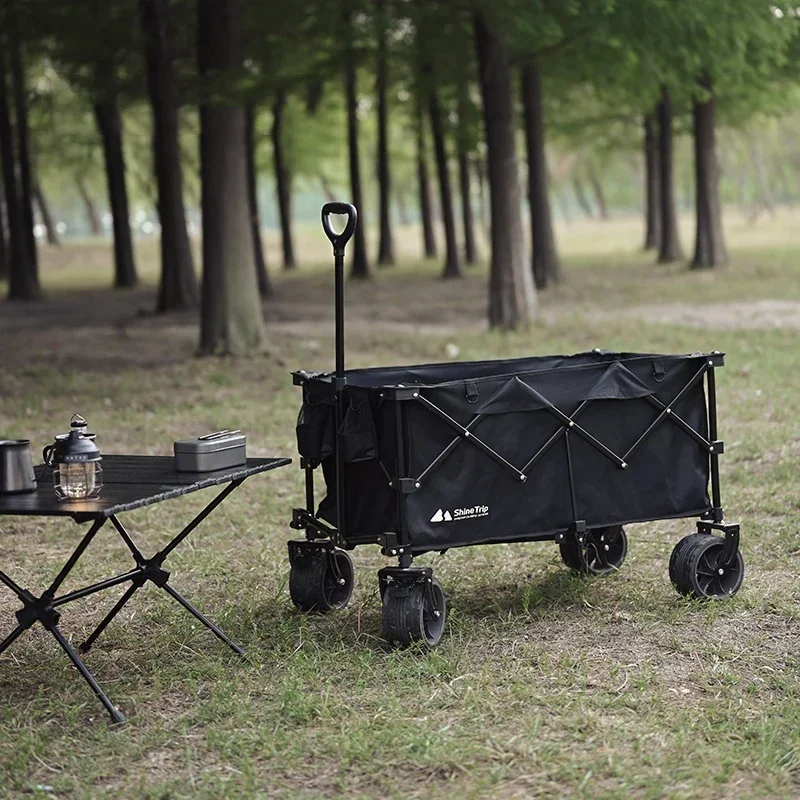 ร้อนขายรถเข็นชายหาดแบบพกพาตั้งแคมป์พับ4ล้อกลางแจ้งพับดึงตั้งแคมป์