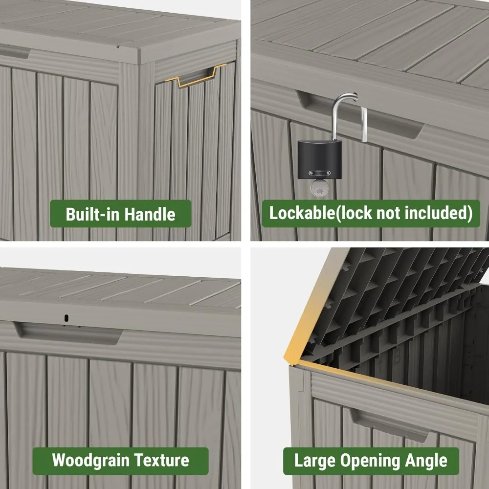 صندوق تخزين راتينج مقاوم للماء والطقس والأشعة فوق البنفسجية، مثالي للأماكن الداخلية والخارجية ووسائد أثاث الفناء ومستلزمات حمام السباحة #5