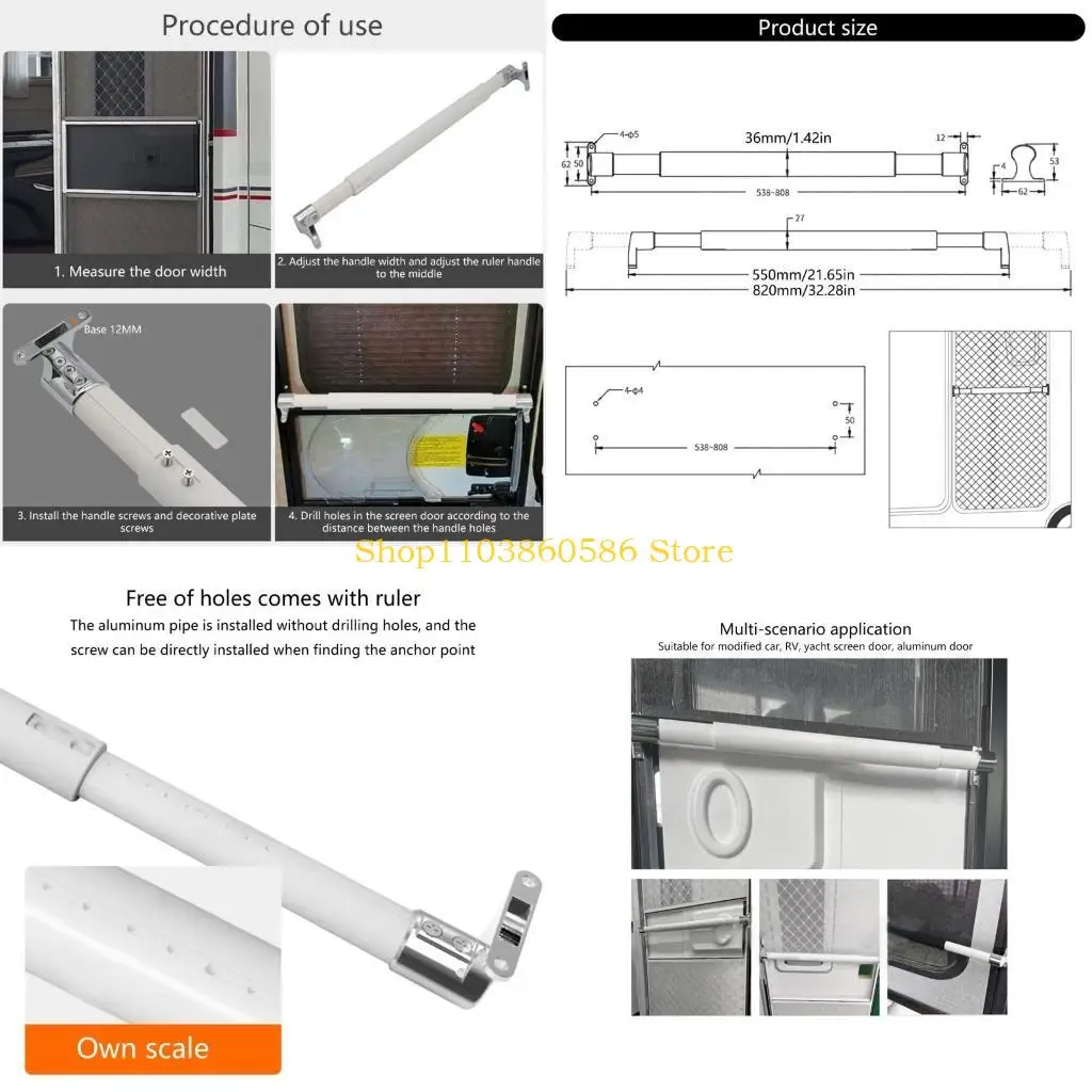 

242A Алюминиевая ручка для дверного экрана Регулируемая ручка для перекрестной ручки Простой инструмент для ремонта установки и