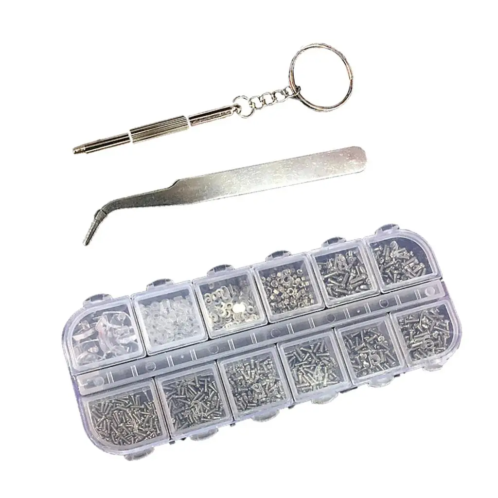 Optical Glasses Hardware Repair Kit Stainless Steel Screw Nut Assortment Set for Rimless Glasses and Watch Fixing
