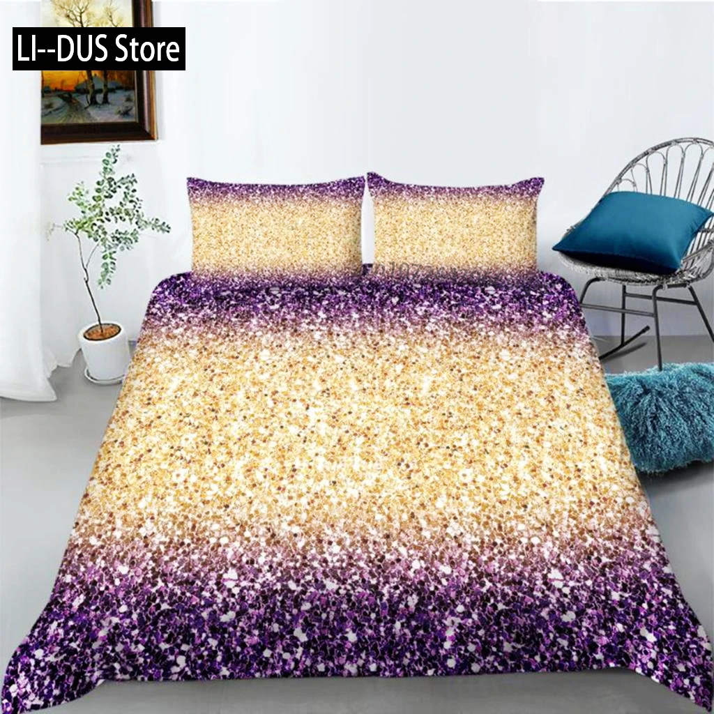 

Glitter Duvet Cover Set Shiny Pink Gold Glitter Stars Bedding Set For Kids Girls Cute Style Double Queen King Size Quilt Cover