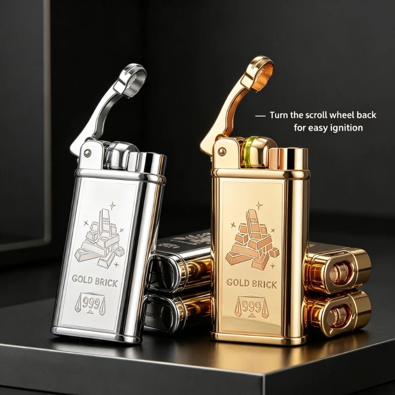 

Creative Cigar Lighter with Induction Band Light, Battery Ignition, Transparent Gas Bin, Windproof Metal Smoking Gadget