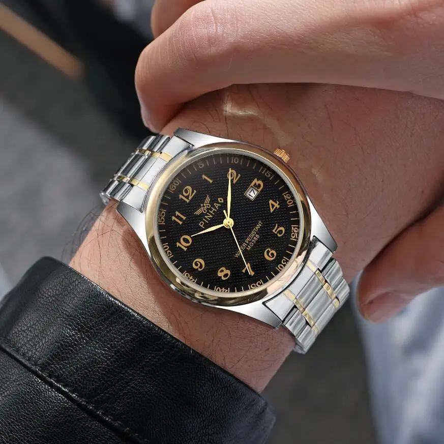 高級デザイナー腕時計,クォーツ,ステンレススチール,耐水性,カレンダー付き,男性用