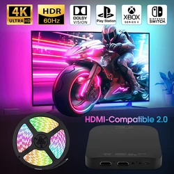 Tira de luces LED de sincronización en tiempo Real para TV de 40-85 pulgadas, Kit de luz de fondo ambiental, Compatible con HDMI, dispositivo 2,0, caja de sincronización