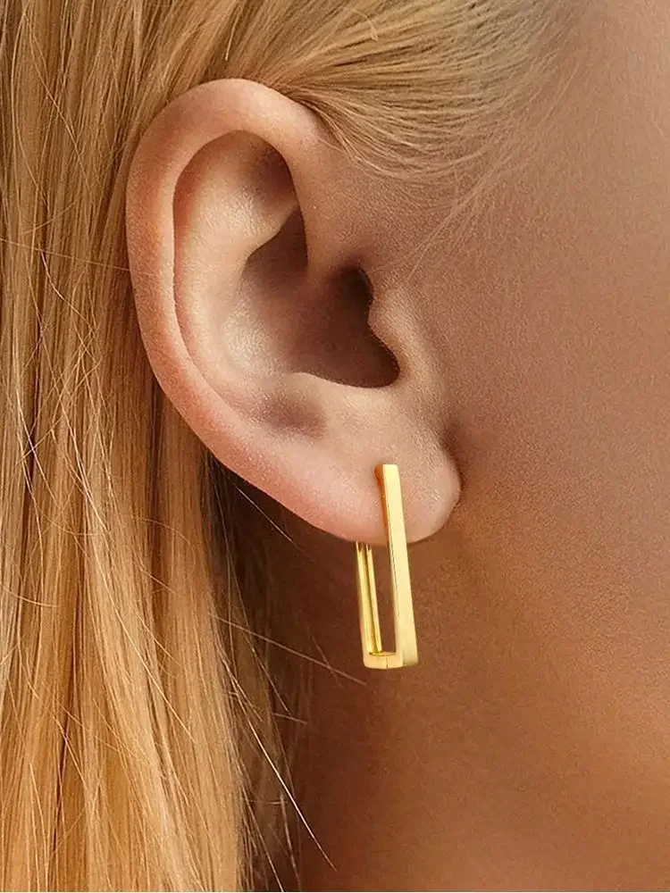 925 فضة موضة بسيطة الهندسة ساحة هوب القرط للنساء المشاركة الزفاف الفاخرة عالية الجودة غرامة مجوهرات