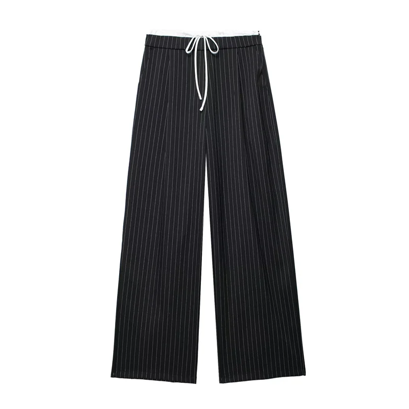 TRAF Pants Women 2024 Trousers Casual Wide Pants Woman office wear Wide leg Pants Women Autumn Baggy Black High Waist Trousers