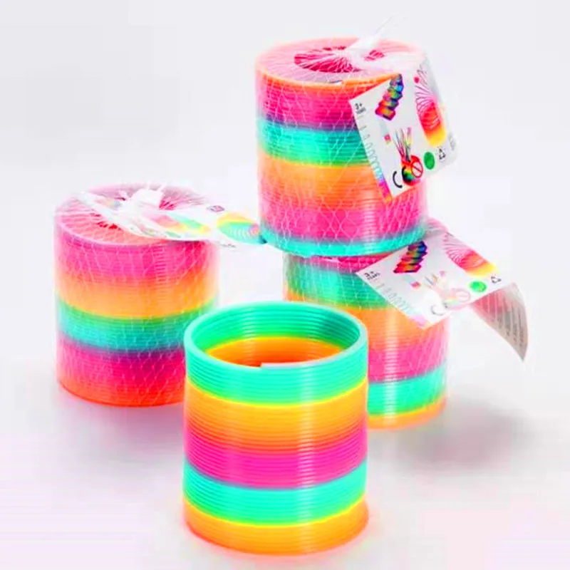 Creative Magic Medium Rainbow Ring Plastic Spring Ring Puzzle Toy Puzzle Stacking Ring Color Elastic Ring