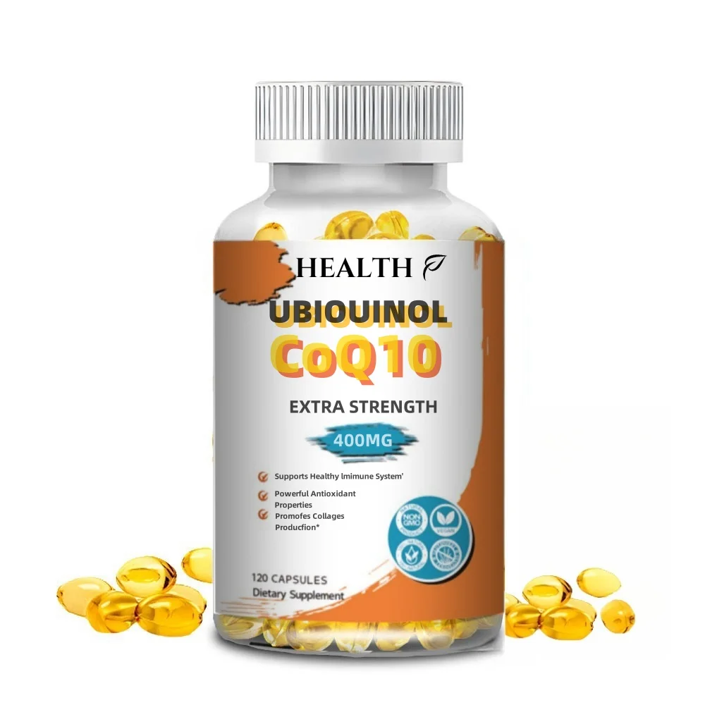 HEALTH CoQ10 400mg 120 Veggie Caps (Vegan, Non-GMO & Gluten-Free) Coenzyme Q10 Supplement, Antioxidant COQ-10 Enzyme