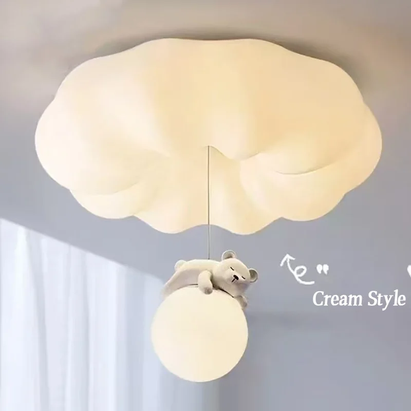 โคมไฟเพดานรูปหมีฟักทอง 3 สี แสงไฟเพดานสไตล์นอร์ดิกสีครีม โคมไฟเพดานห้องเด็ก ห้องนอน โคมไฟ