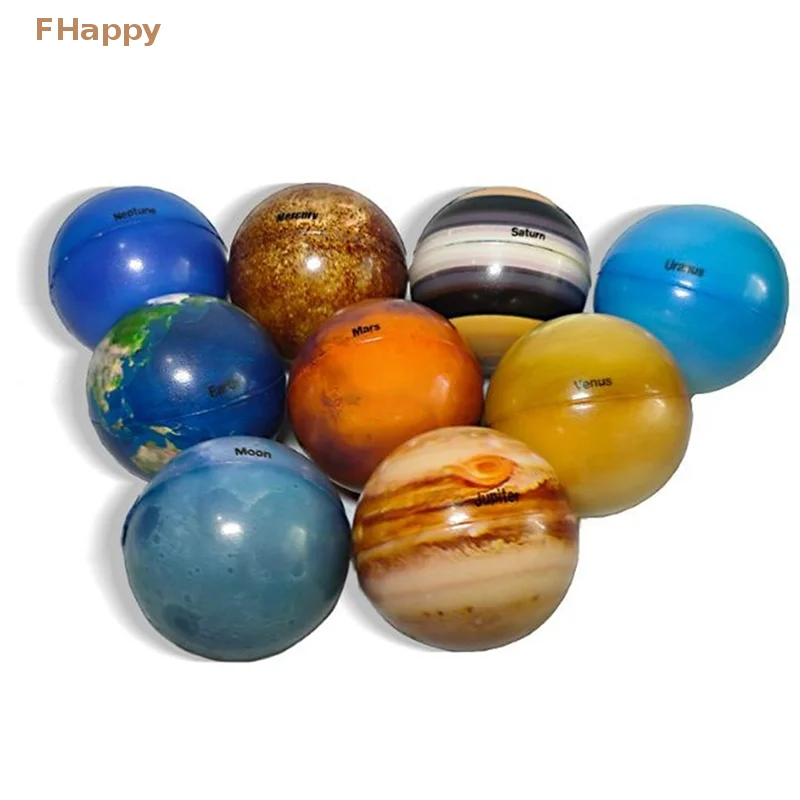 1PC 6.3CM Solid Elastic Ball Planet Solar System Children\'s Puzzle Early Education Decompression Toy