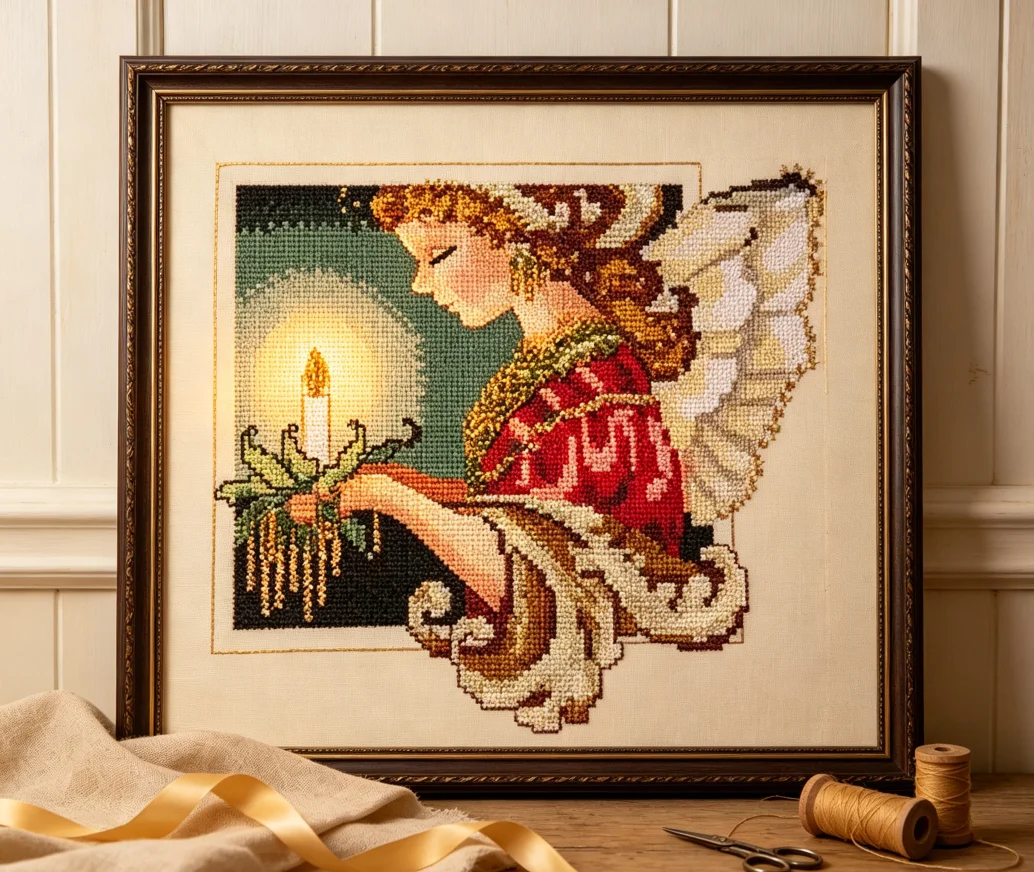 Kit de Punto de Cruz Mirabilia 2006, Ángel Navideño, para Hacer Manualidades, Bordado Colorido con Hilo de Bordar, para el Tiempo Libre