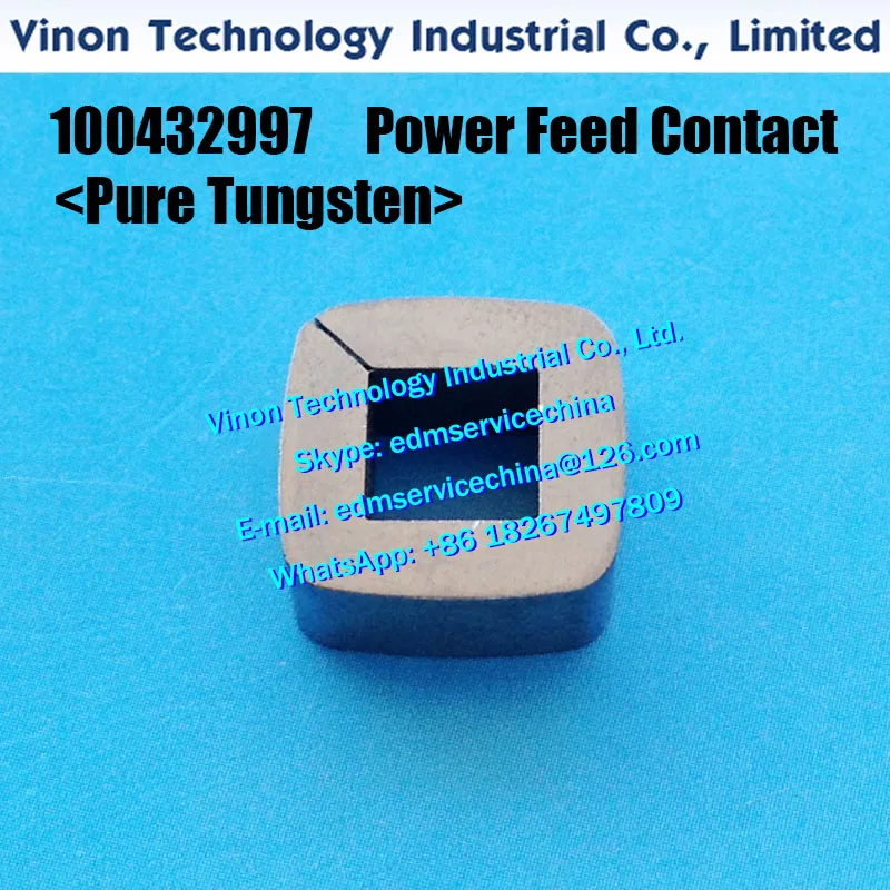 

100432997 (Pure Tungsten) Power Feed Contact C001-P, Size: 12x12x5mm for Robofil 100,200,400,CUT20,CUT30. 135022232, 135.022.232