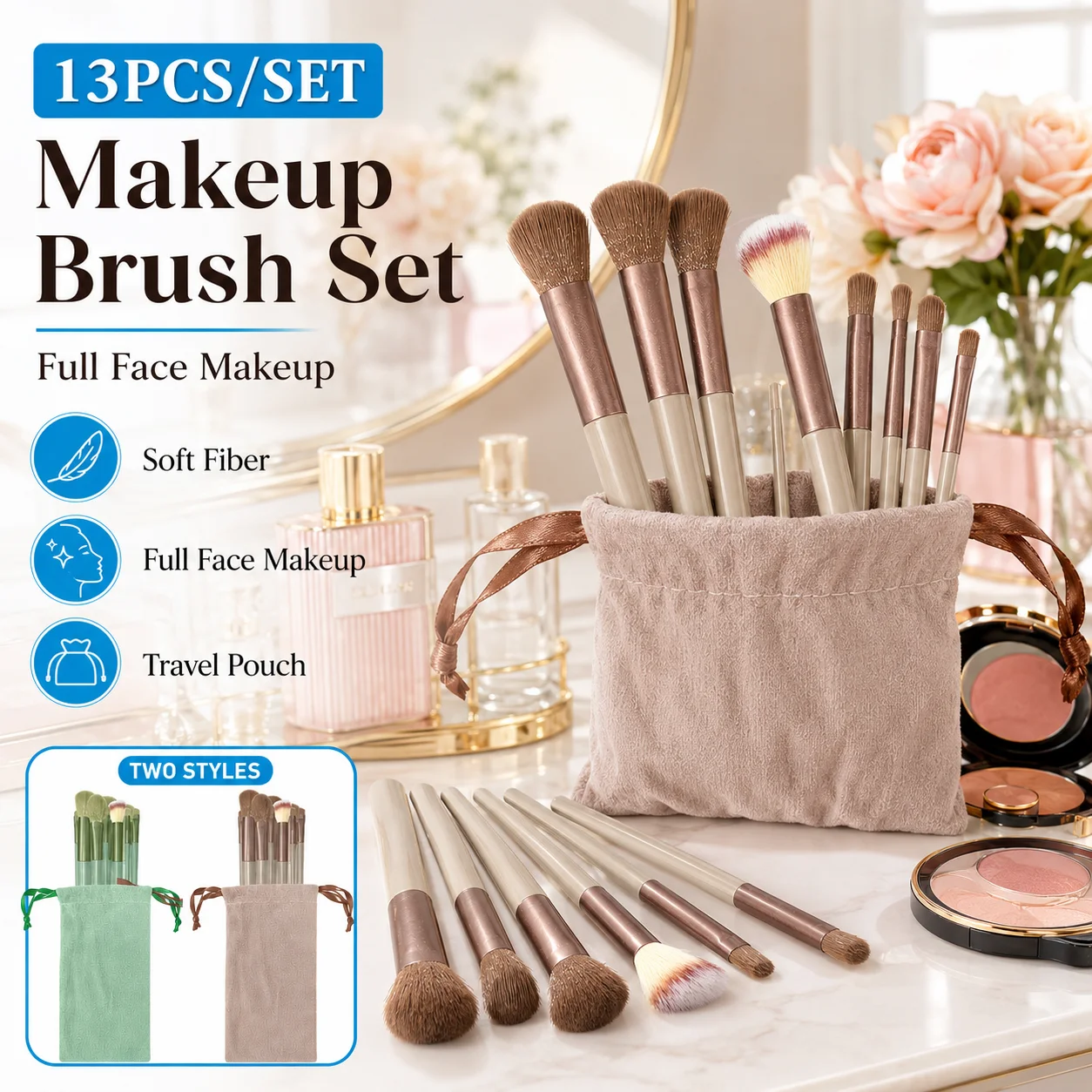 13PCS Makeup Brush Set Professional Cosmetic Brushes Kit Soft Foundation Eyeshadow Blush Powder Brush Tools For Face Eye Makeup