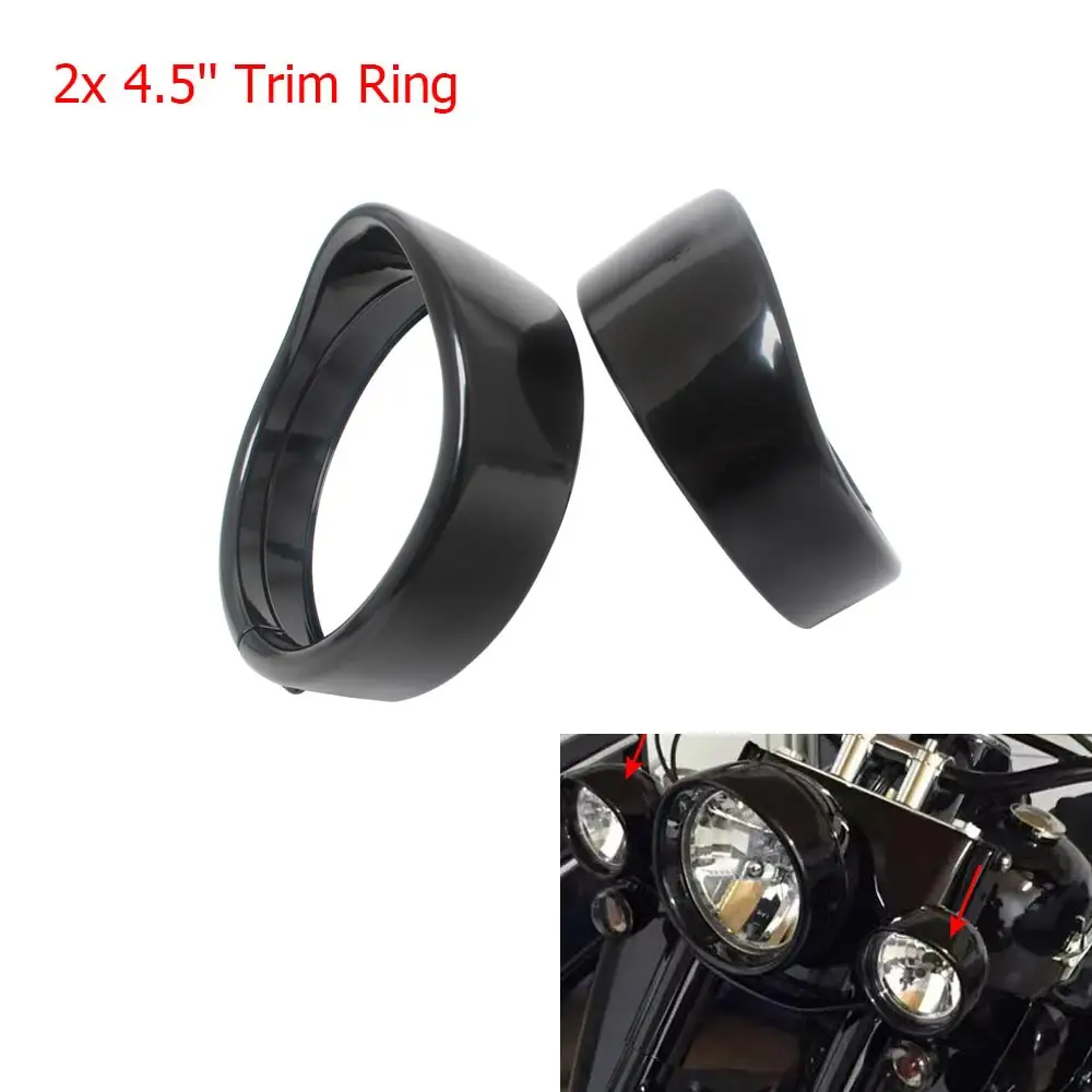 

For Harley Electra Street Glide FLHX Road King 1994-13 Motorcycle 4.5'' Trim Ring Fog Light Visor Passing Auxiliary Lamp Cover