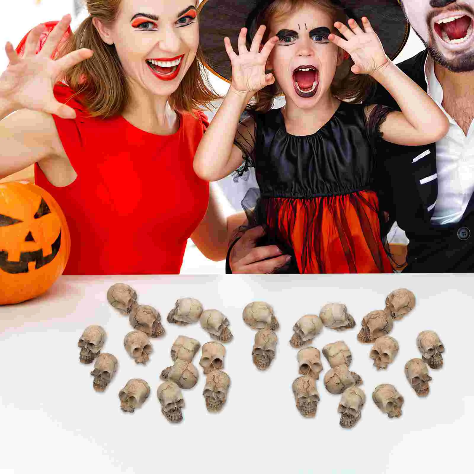 Mini Skulls Halloween Ornaments Iron Flowerpot Desktop Decorations Tricky Plaything Statuette Resin