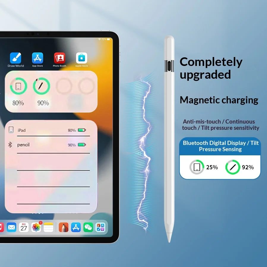 Active Stylus Pen for iPad, Lightning Charging, Bluetooth Battery, Tilt & Palm Rejection, 2018+