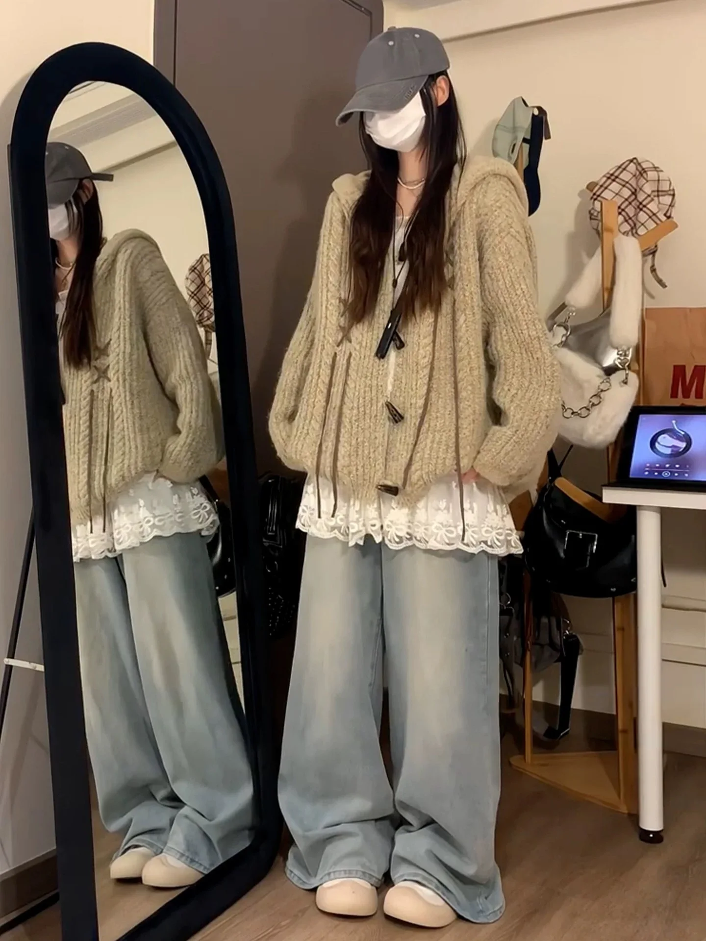 

Женские кардиганы и свитеры из меха и мохера, осенние, в богемном винтажном стиле, укороченные, минималистичные, приталенные, стильные, с защитой от солнца, с принтами, Y2K