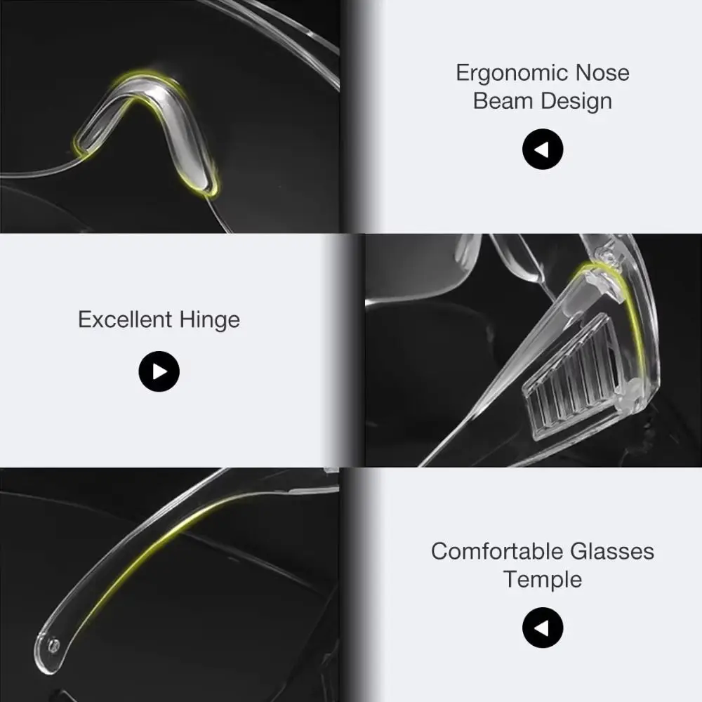 Anti Fog Dust Safety Transparent Glasses Anti-Splash Adjustable Frame Eye Protection Glasses Clear Impact Resistant