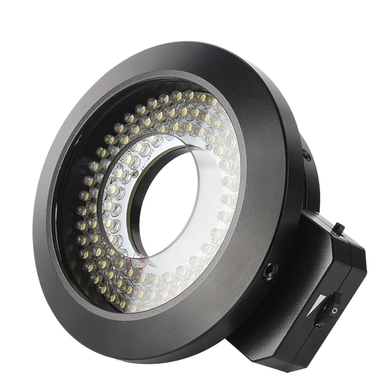 Microscope LED polarized ring light source 62mm mounting interface 120 LED lamp beads adjustable anti-reflective.