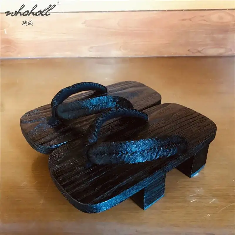 WHOHOLL Geta الصيف الوجه يتخبط النساء الرجال قباقيب خشبية النعال اليابانية قباقيب خشبية الأحذية تأثيري ازياء الأحذية