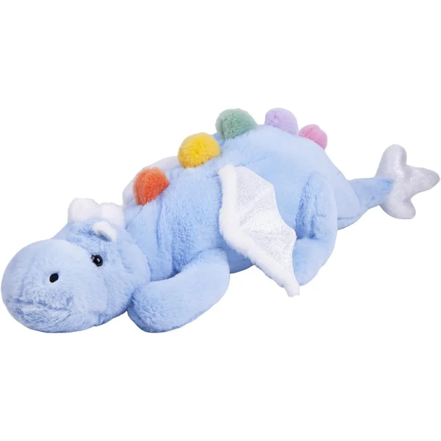 

Large 50in 3lb Cute Dragon Stuffed Animal Plush Toy Soft Sky Blue Pterosaur Plushie Giant Fuzzy Dinosaur Pillow with White Wing