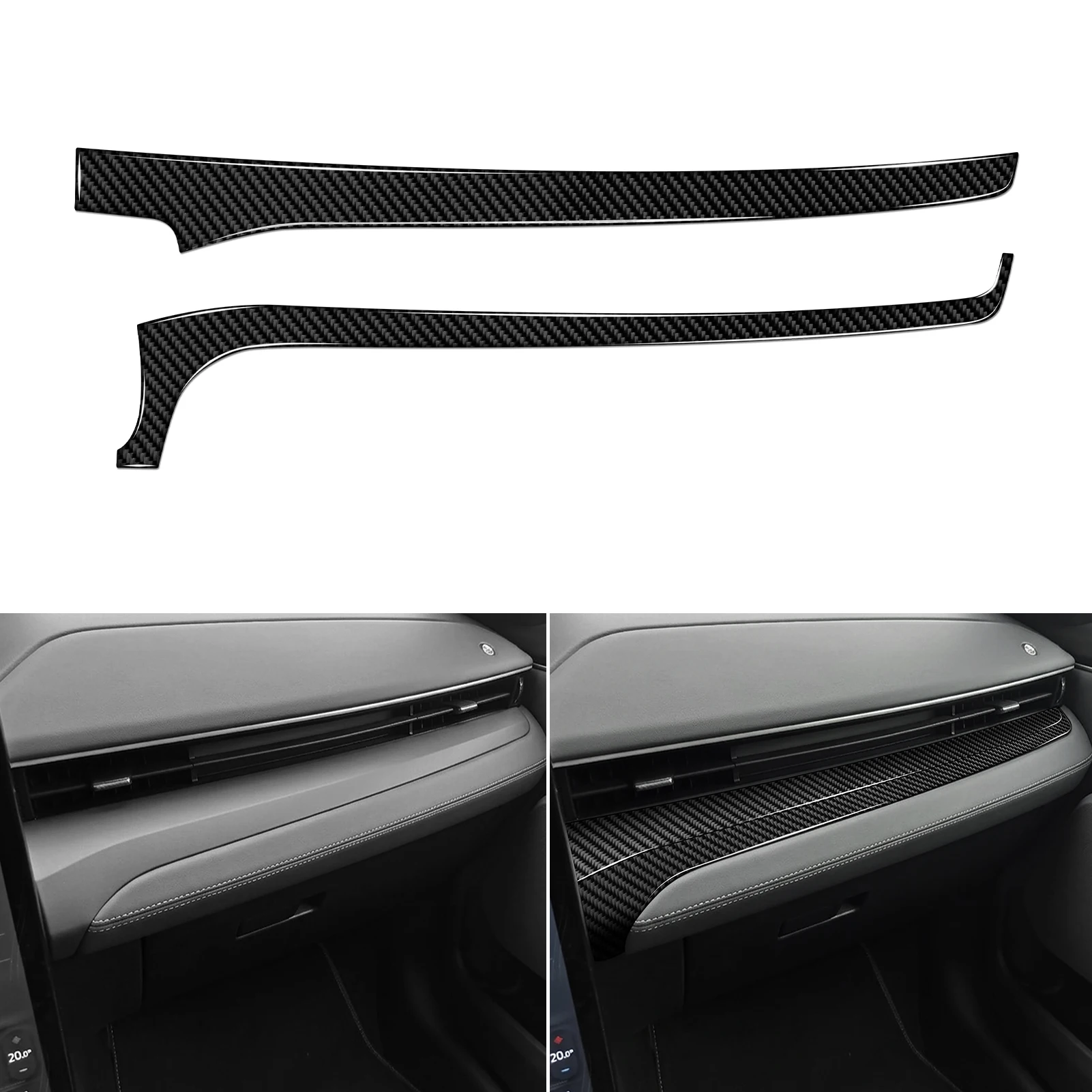 Soft Carbon Fiber Interior Sticker. Car Dashboard Decorative Strips. For Ford Mustang Mach-E (2021-2027) Trim Accessories. view 3