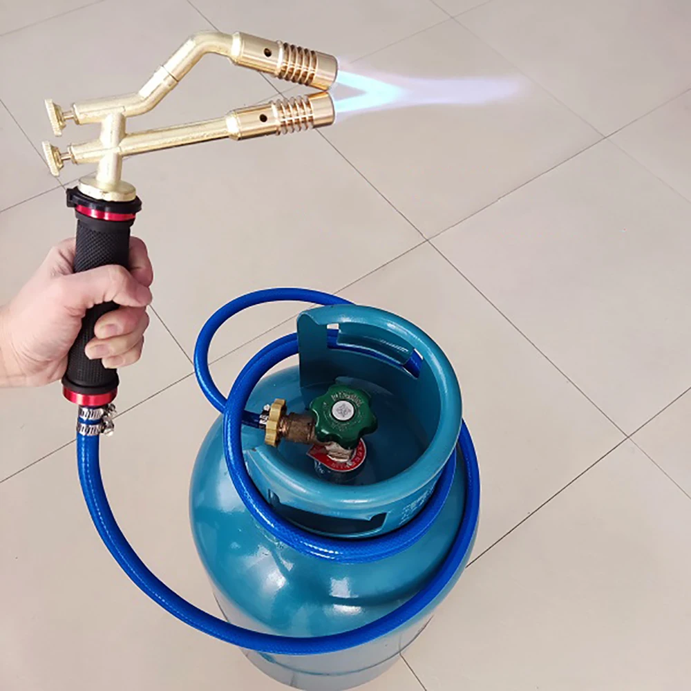 High Quality Double Head Air Conditioner Maintenance Flamethrower Copper Welding Gun 2000℃ Lpg Propane Welding Flame Torch