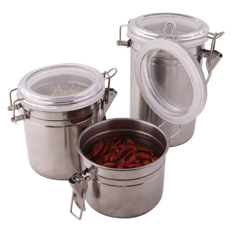 New Stainless Steel Airtight Tobacco Tea Coffee Bean Storage  Multi-Use Vacuum Seal Portable Storage Container