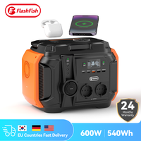 Flashfish Power Station 600W Peak 1200W 540Wh Solar Generator Pure Sine Wave AC Outlets Power Supply For Blackout Camping