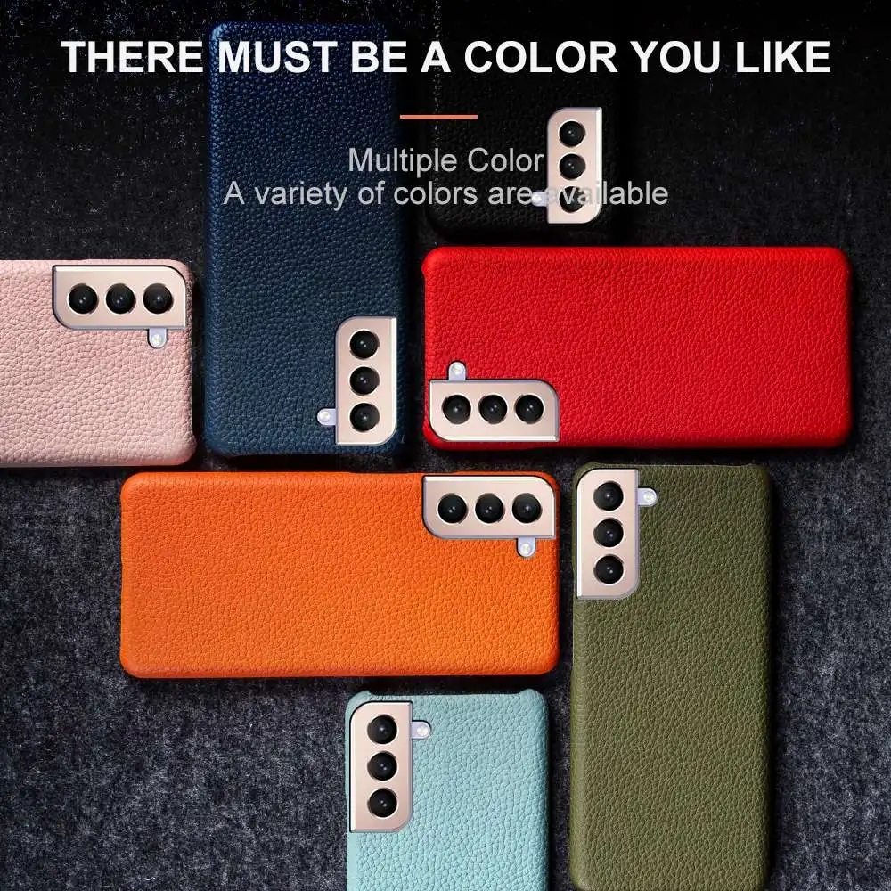 For SAMSUNG S21 CASE Litchi Texture Genuine Leather Cases S20FE S21Ultra S22 Plus phone Cover Coque Protective Shell