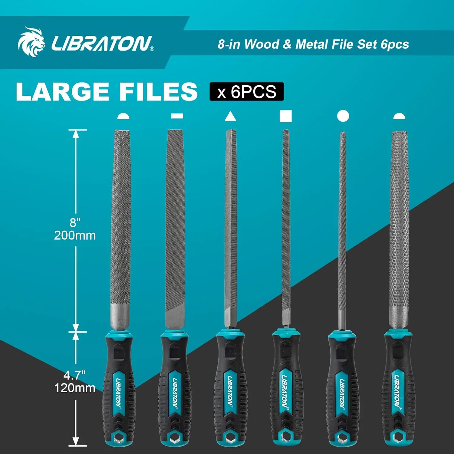 Libraton 6PCS Metal File Set, Metal Files, Metal Files for Steel, 8\