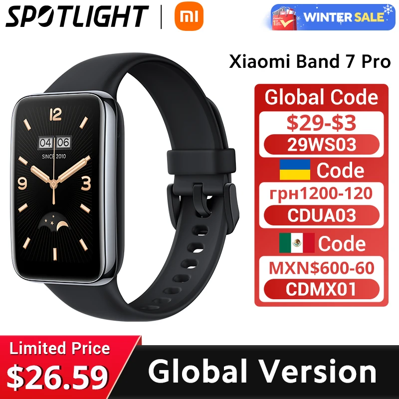 Global Version Xiaomi Band 7 Pro 1.64'' AMOLED 2.5D Curved Display Built in GPS Blood Oxygen Always On Watch Face Smart Band