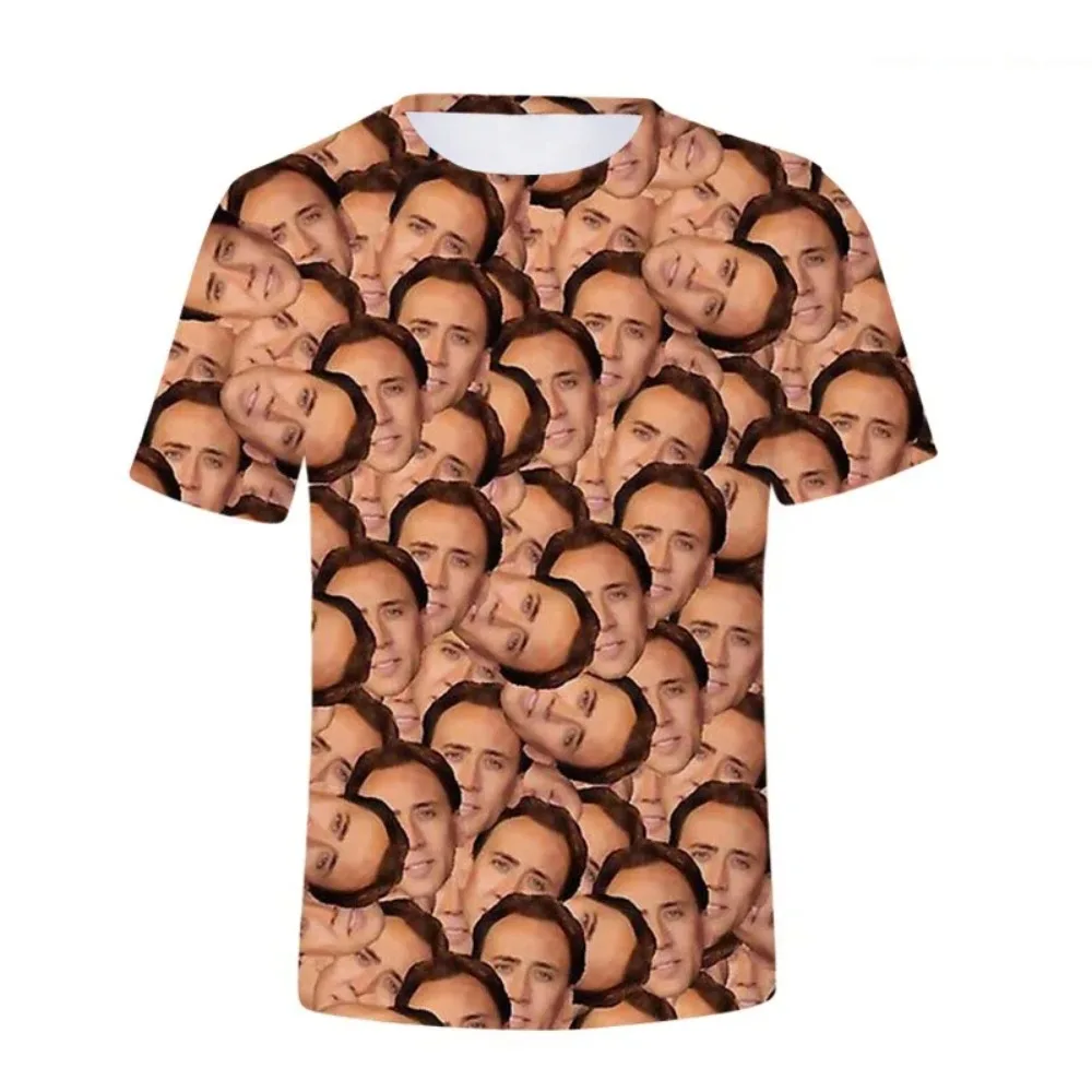 Role-playing Nicholas Cage face Patte3D Print sport quick-dry breathab menT-shirt outdoor street casual  fashionable family wear
