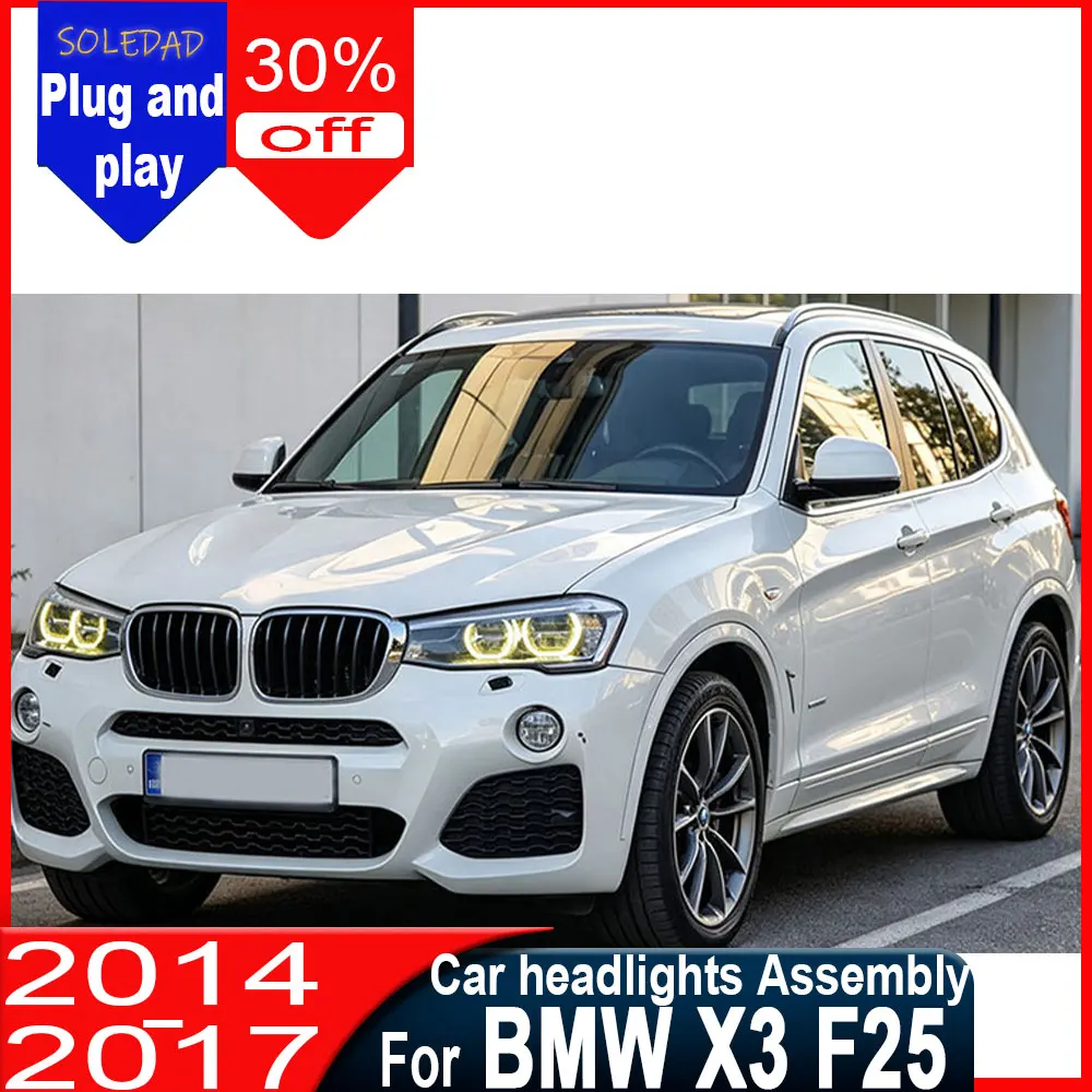 Car Headlight Assembly For BMW X3 F25 X4 F26 Head Light 2014-2017 Upgrade Angel Eye Yellow White Dual-Color Front Light