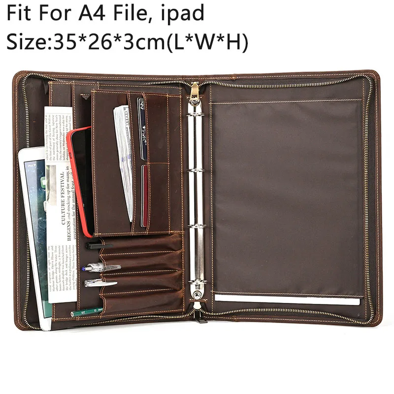 Luufan Mens Clutch Bag Para arquivos A4 couro Genuíno zip em torno Homem Documento saco iPad Caso Couro Homem Negócios Bolsa Telefone Bag