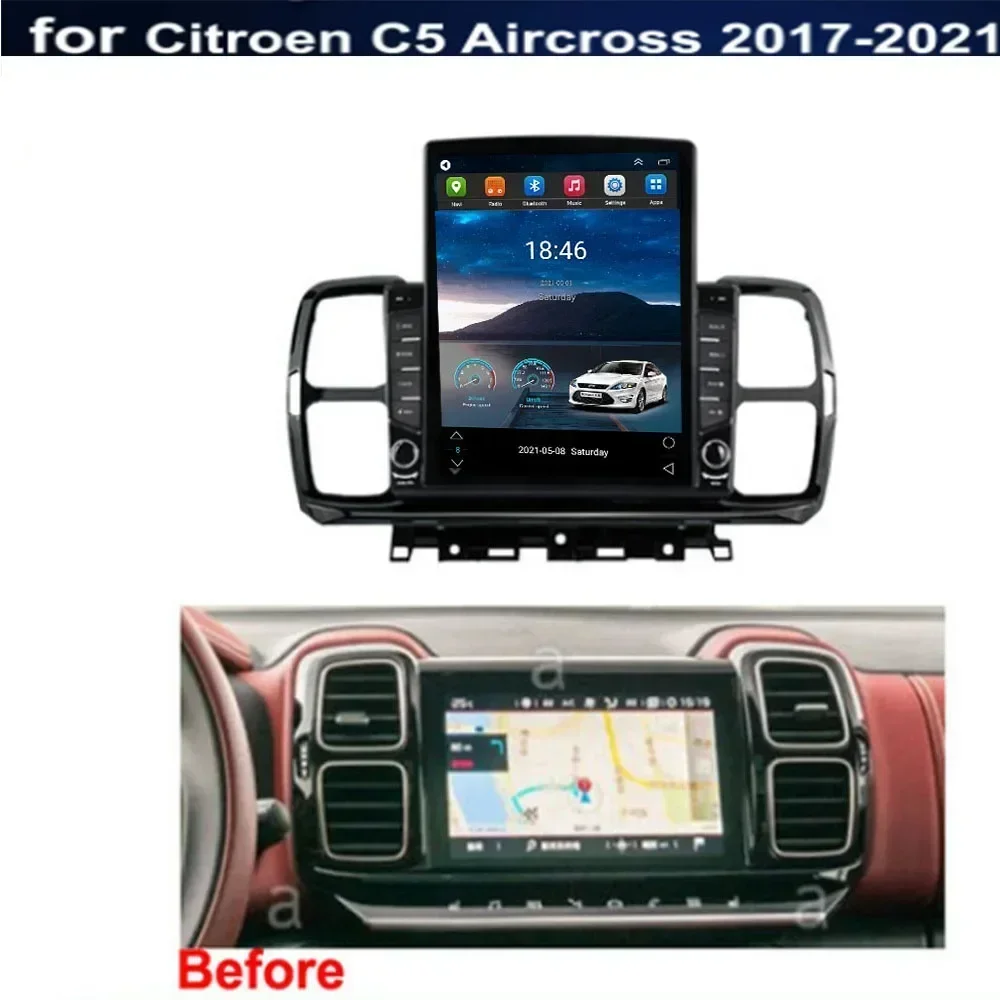 For Tesla Style 2Din Android13 Car Radio For Citroen C5 Aircross 2017-2035 Multimedia Video Player GPS Stereo Carplay DSP Camera