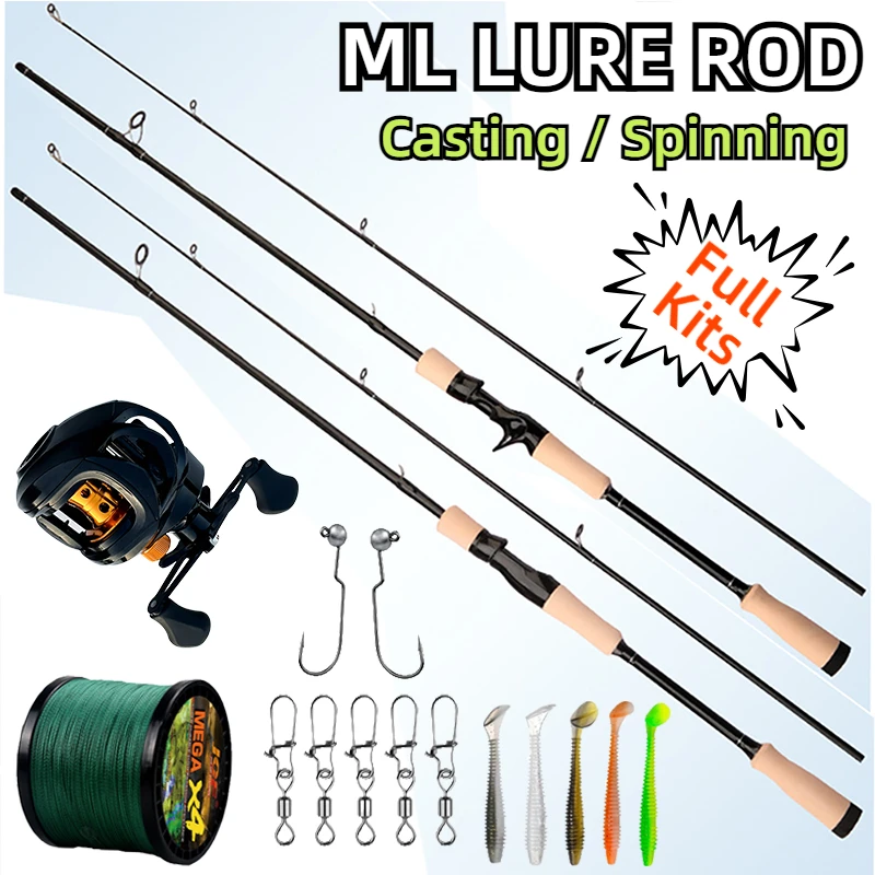 

1.65-1.8M Ultralight Soft Solid Tip 2 Sections Lure Fishing Rod Spinning/Casting and High Speed 7.2:1 Saltwater Jigging Reel Set