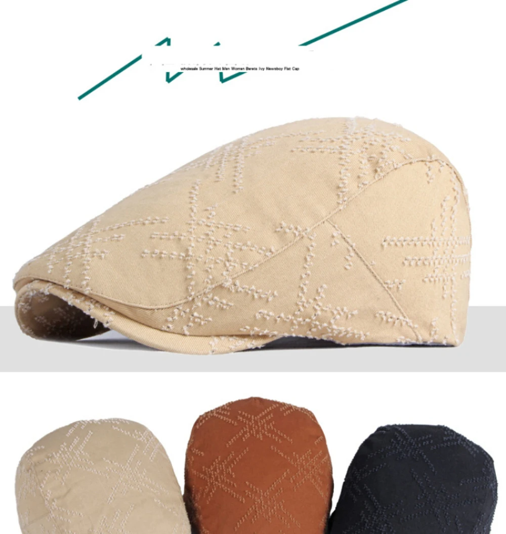 HT4659 Baskenmütze für Herren und Damen, Frühling/Sommer, Vintage-Sonnenmütze, Künstler-Baskenmütze, Unisex Ivy Flat Cap, Verstellbare Herren-Baskenmützen – Detail 2