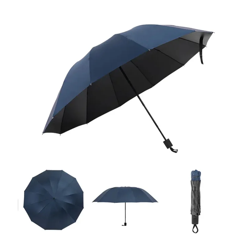 12 Bone Fully Double Bone Folding Umbrella For Sun UV Protection Rain Resistance And Strong Wind Resitance