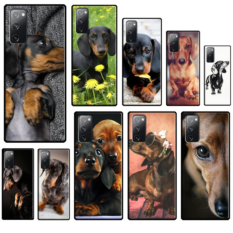 Cute Dachshund Teckel Dackel Dog Silicone Case For Samsung Galaxy S23 S8 S9 S10 S20 FE S21 Plus Note 20 Ultra S22 Ultra Cover