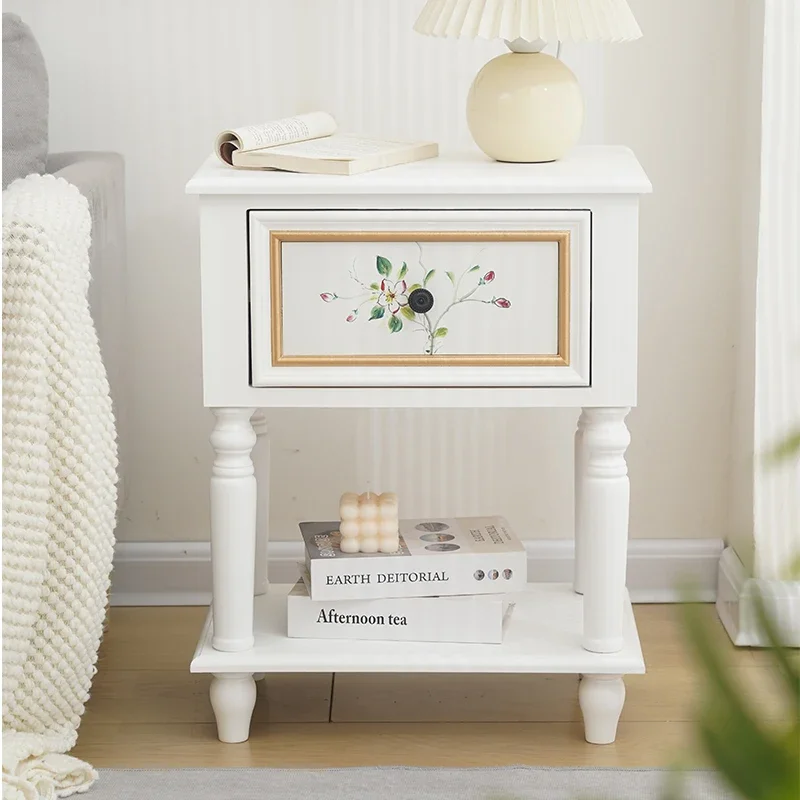 Retro Solid Wood Side Table for Bedroom Reliable Performance Smooth Surface Reinforced Frame Easy Installation Easy to Clean
