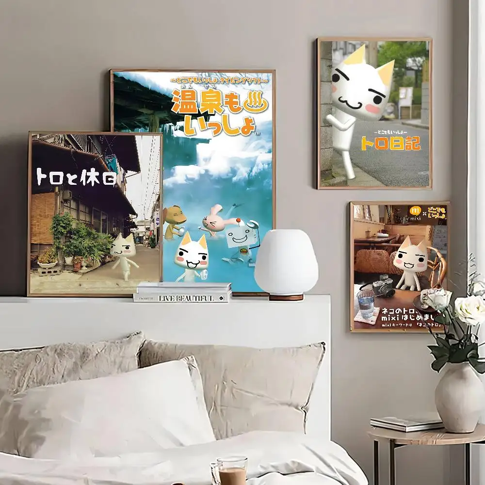 Inoue Toro CUTE Cat الساخن الكلاسيكية خمر الملصقات الديكور اللوحة جدار الفن الأبيض كرافت ورقة Kawaii غرفة ديكور #6