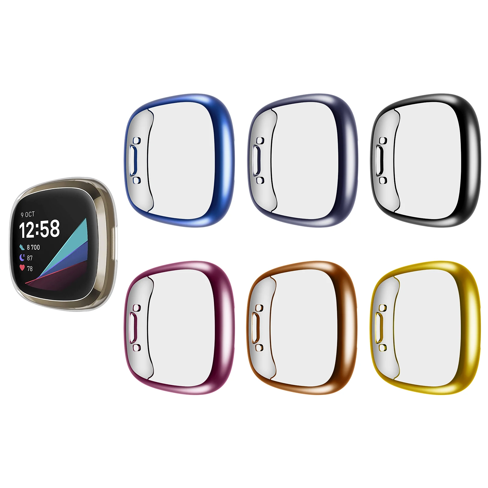 Screen Protector for Fitbit Sense 2 Case Full Soft TPU Plated Bumper Protective Cover Fitbit Versa 4/Sense 2 Case Accessories