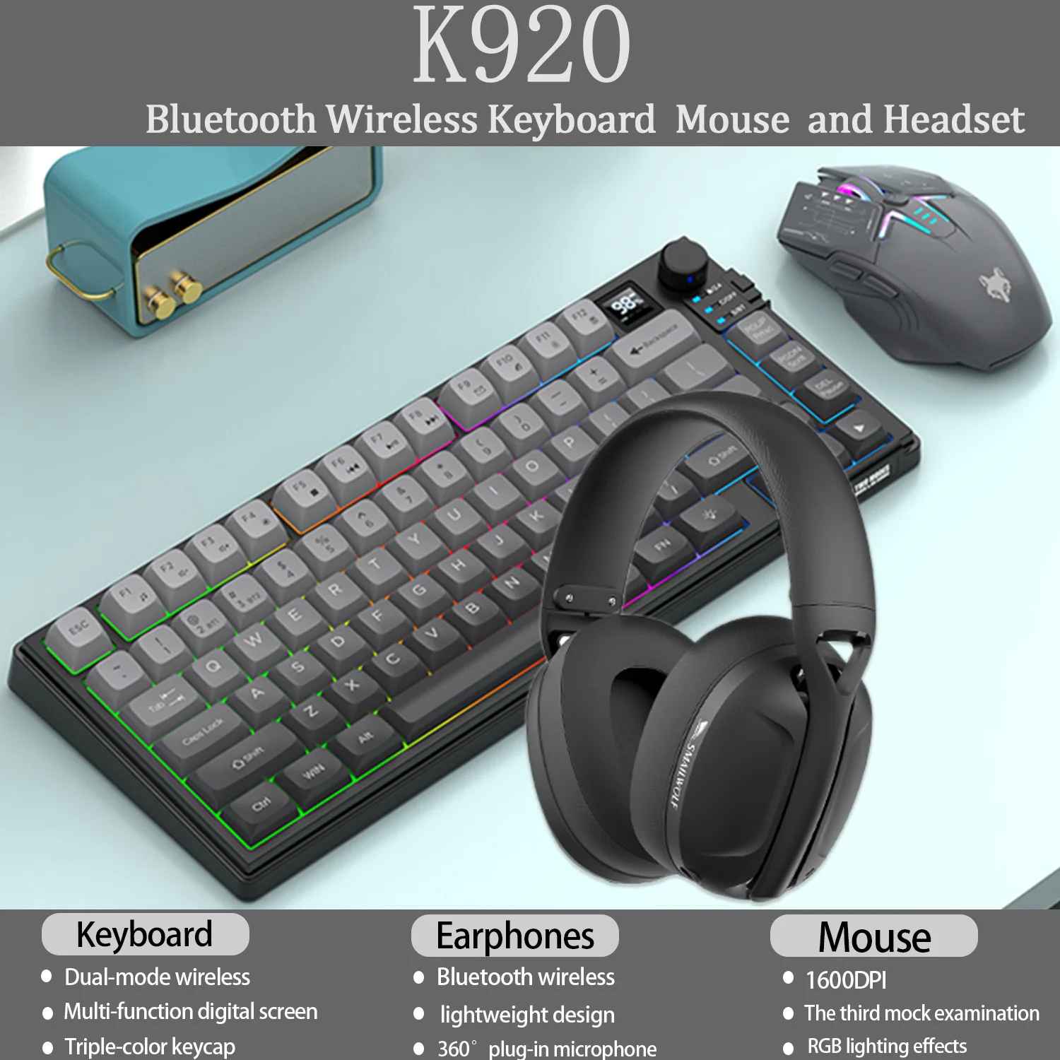 XUNSVFOX K920 Bluetooth wireless dual-mode keyboard and mouse set