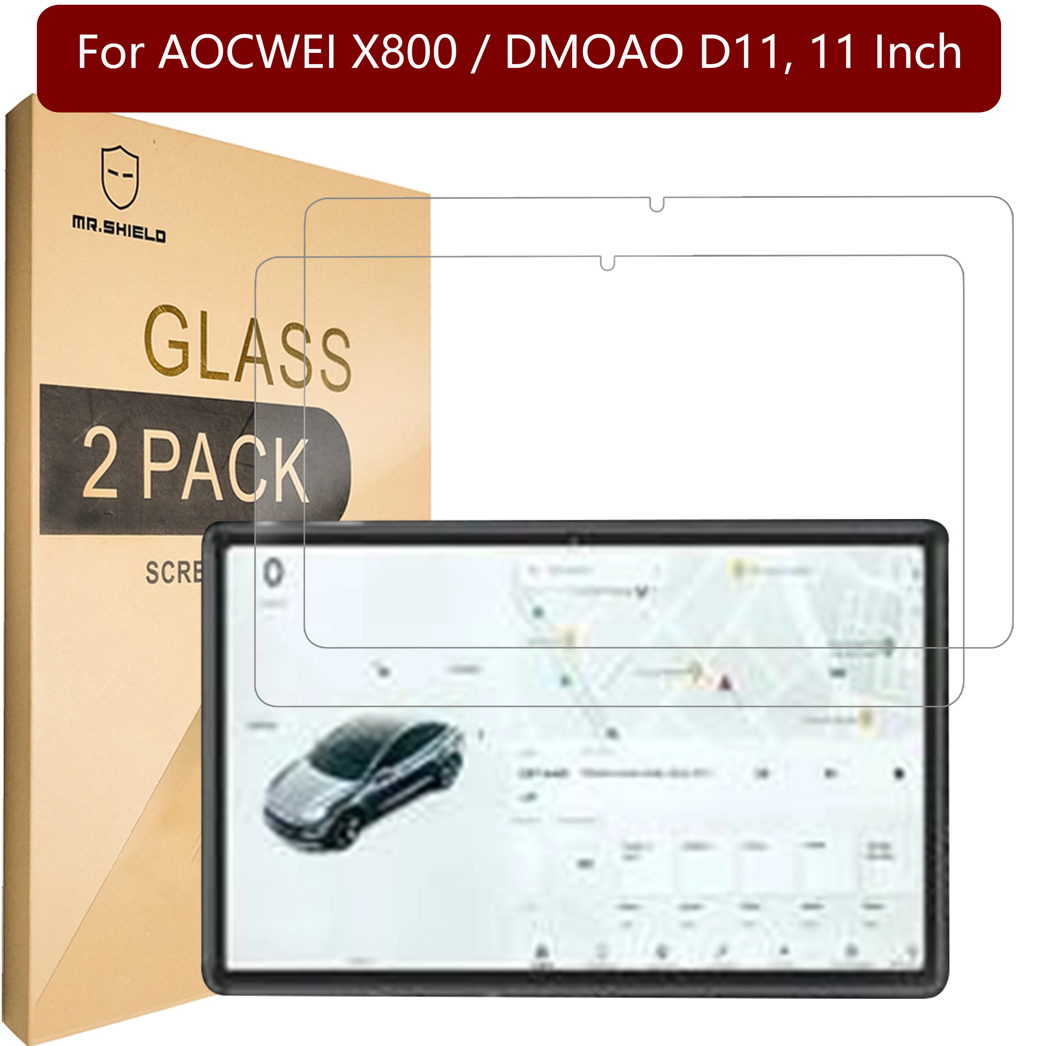 Mr.Shield Screen Protector compatible with AOCWEI X800 / DMOAO D11,11 Inch [Tempered Glass] [2-PACK] [9H Hardness]