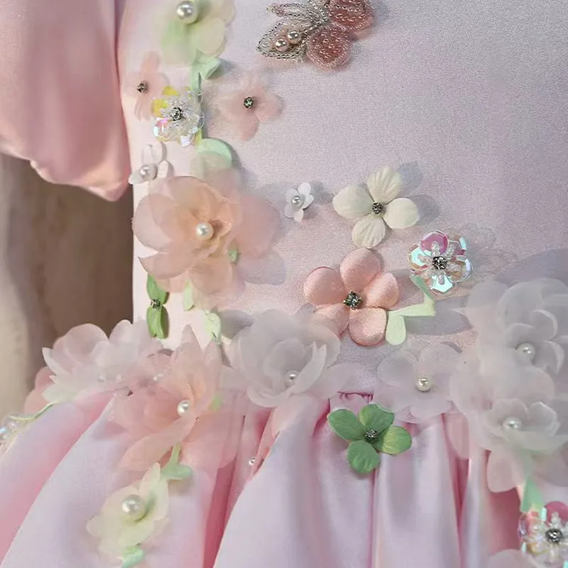 Neues Prinzessinnenkleid für Kinder, Festliches Kleid für Klavieraufführungen, Geburtstags- und Partykleider für Mädchen A5016, Blumenmädchenkleider – Detail 5