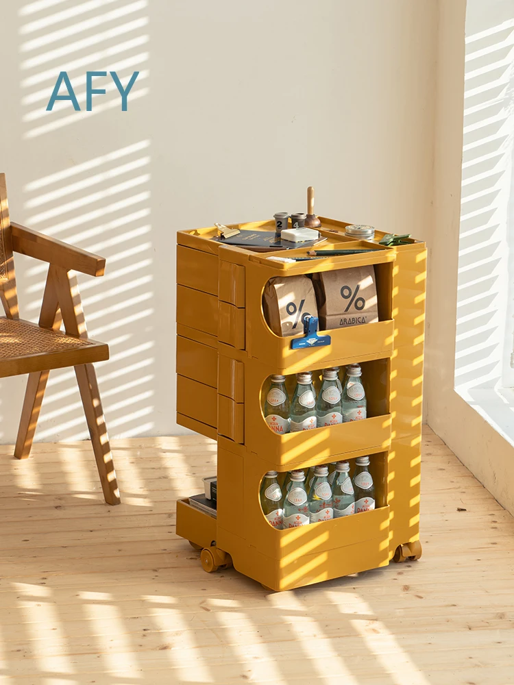 Sofa Side Cabinet Cart for Living Room Bedroom Movable Bedside Table with Wheels Storage Trolley for Small Spaces Office Home
